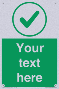 Custom green background, green tick in circle sign